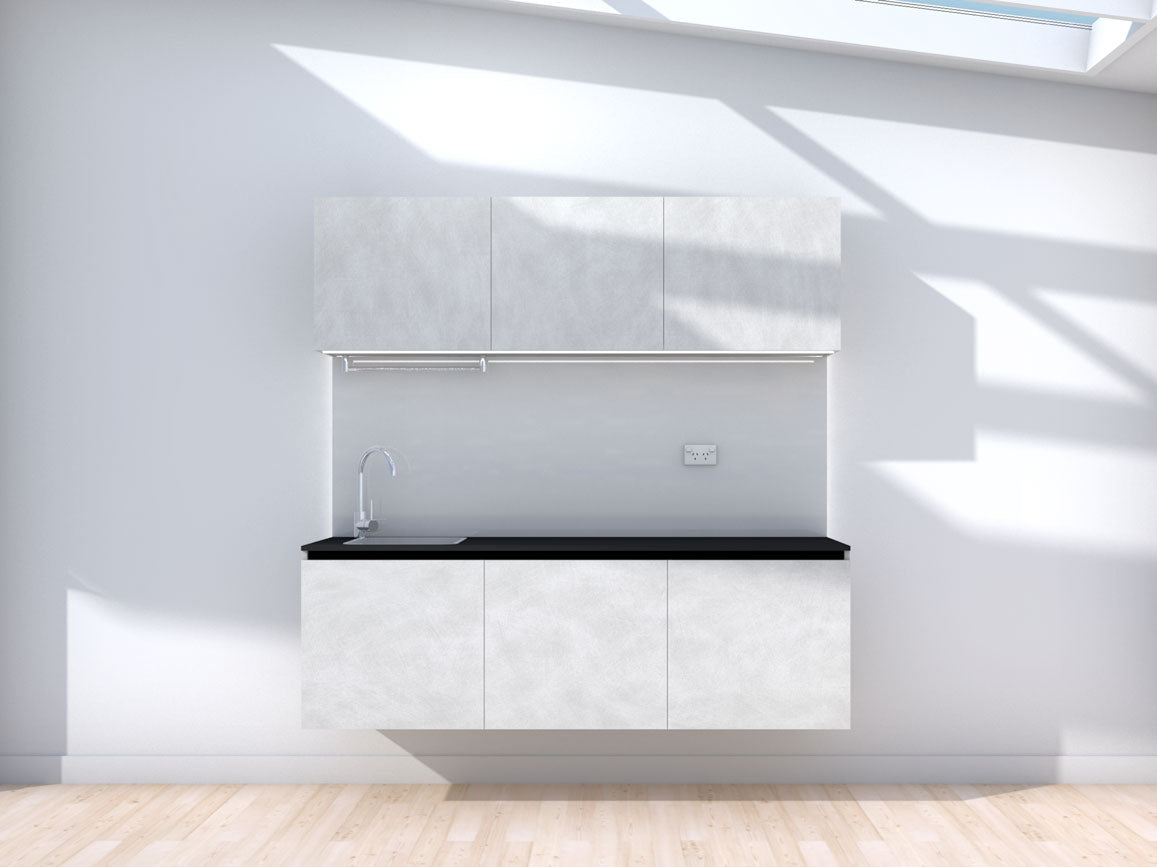 Apollo - 1.8m Floating Prefabricated Kitchenette - grey and grey - no appliances