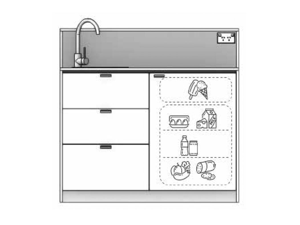 Quinn - 1.2m Compact Counter Unit Kitchenette. Diagram.
