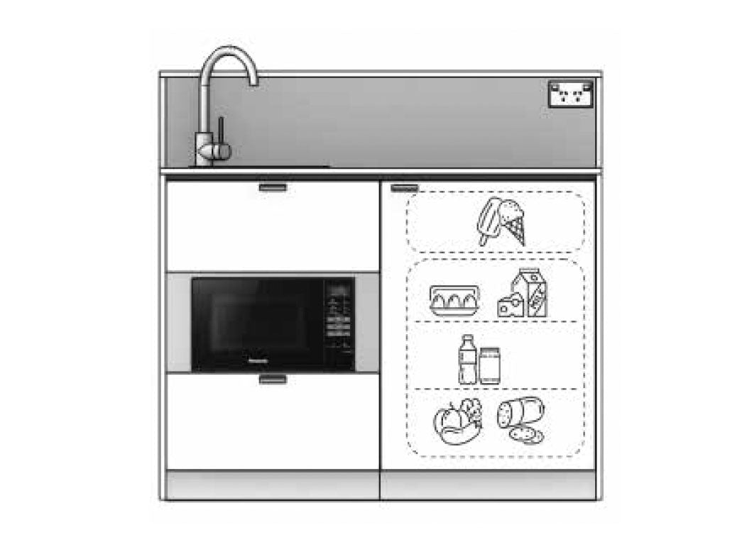 Eve - 1.2m Compact Counter Unit Kitchenette. Diagram.