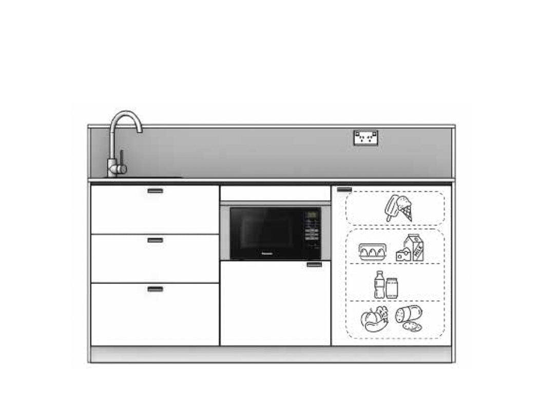 Auckland - 1.8m Regular Counter Unit Kitchenette. Diagram.
