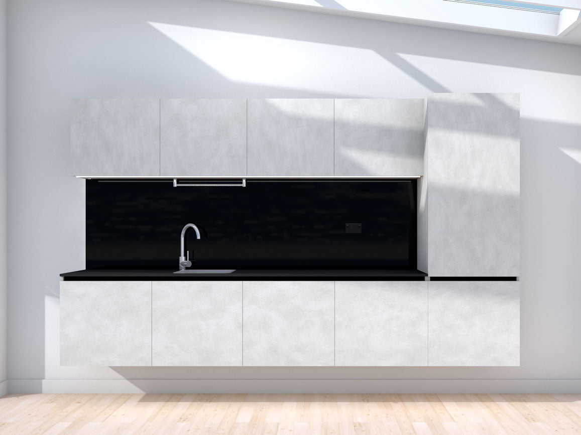 Elevate - 3.0m Floating Prefabricated Kitchenette - grey and black - no appliances