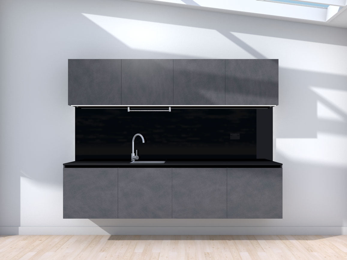 Liftoff - 2.4m Floating Prefabricated Kitchenette - slate and black - no appliances