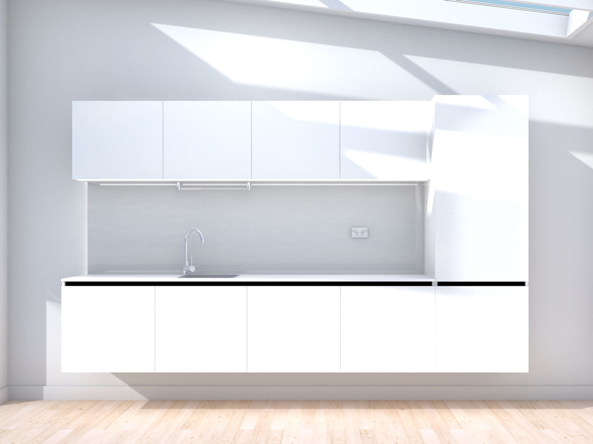 Upgrade - 3.0m Floating Prefabricated Kitchenette - white and grey - no appliances