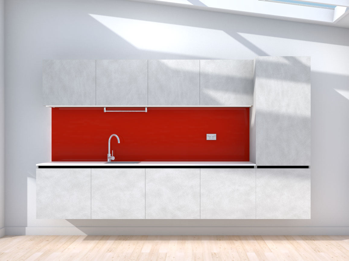 Upward - 3.0m Floating Prefabricated Kitchenette - grey and red - no appliances