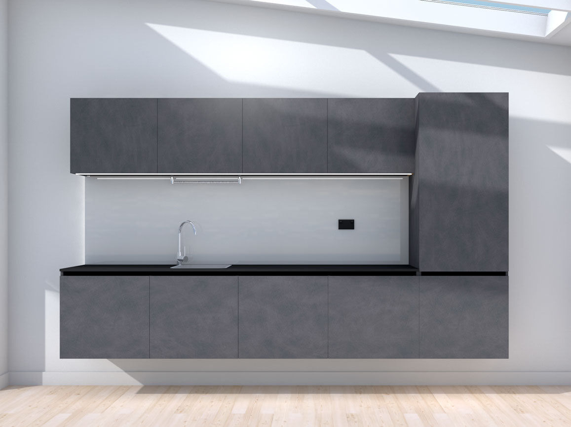 Upward - 3.0m Floating Prefabricated Kitchenette - slate and grey - no appliances