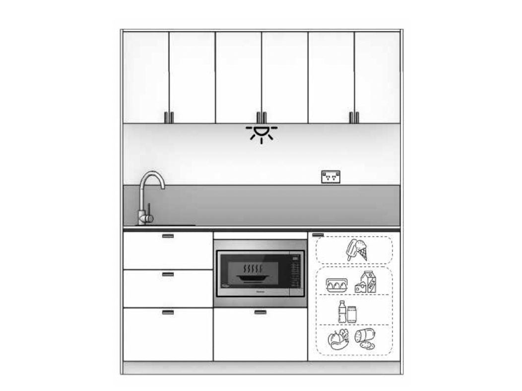 Oslo - 1.8m Regular Wall Unit Kitchenette. Diagram.