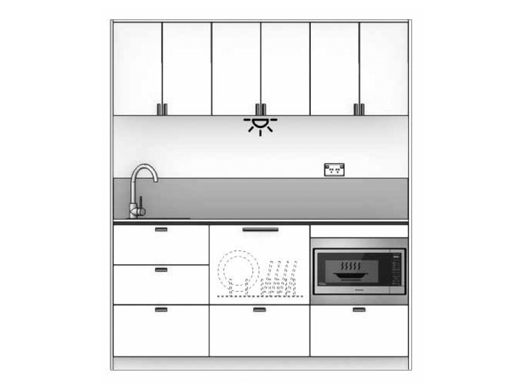 Venice - 1.8m Regular Wall Unit Kitchenette Diagram