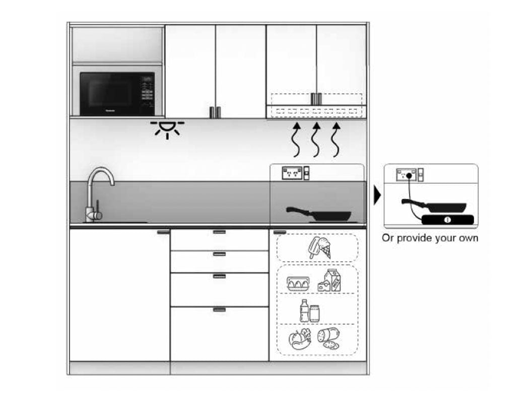 Amsterdam - 1.8m Wall Unit Kitchenette Diagram