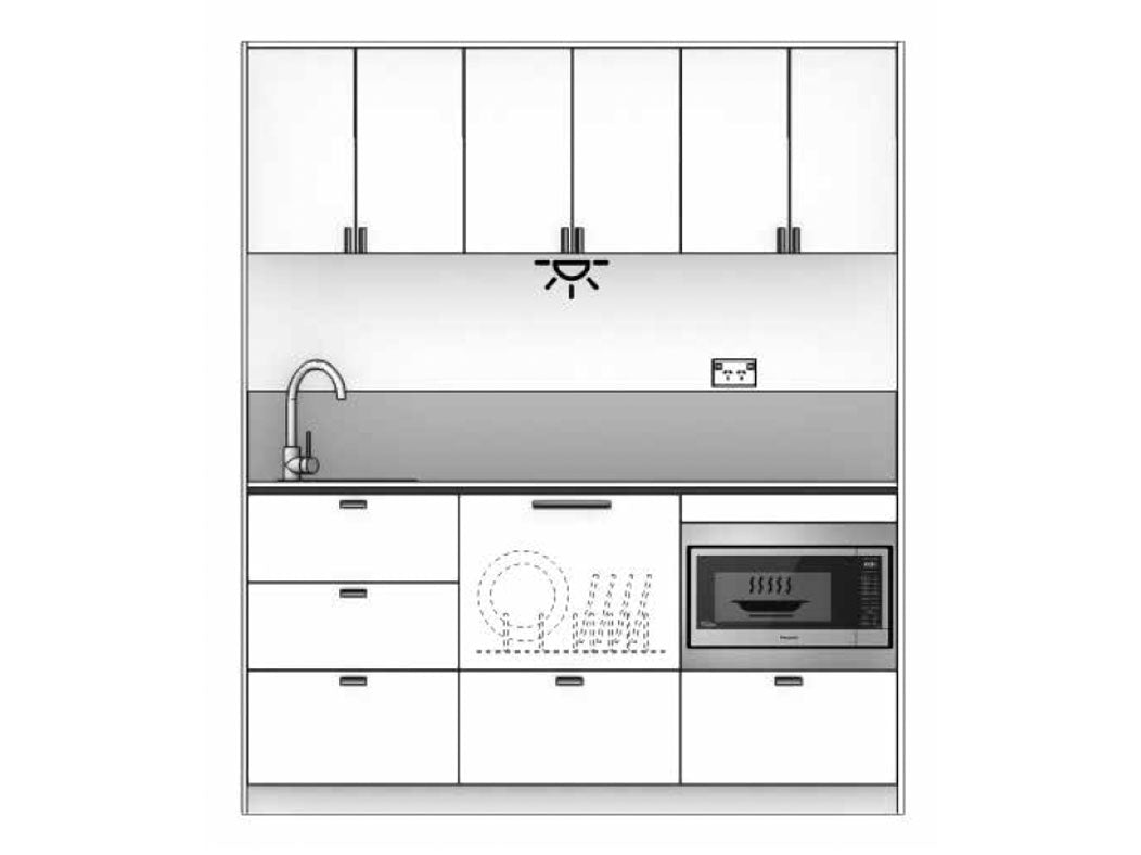 Malta - 1.8m Regular Wall Unit Kitchenette. Diagram.