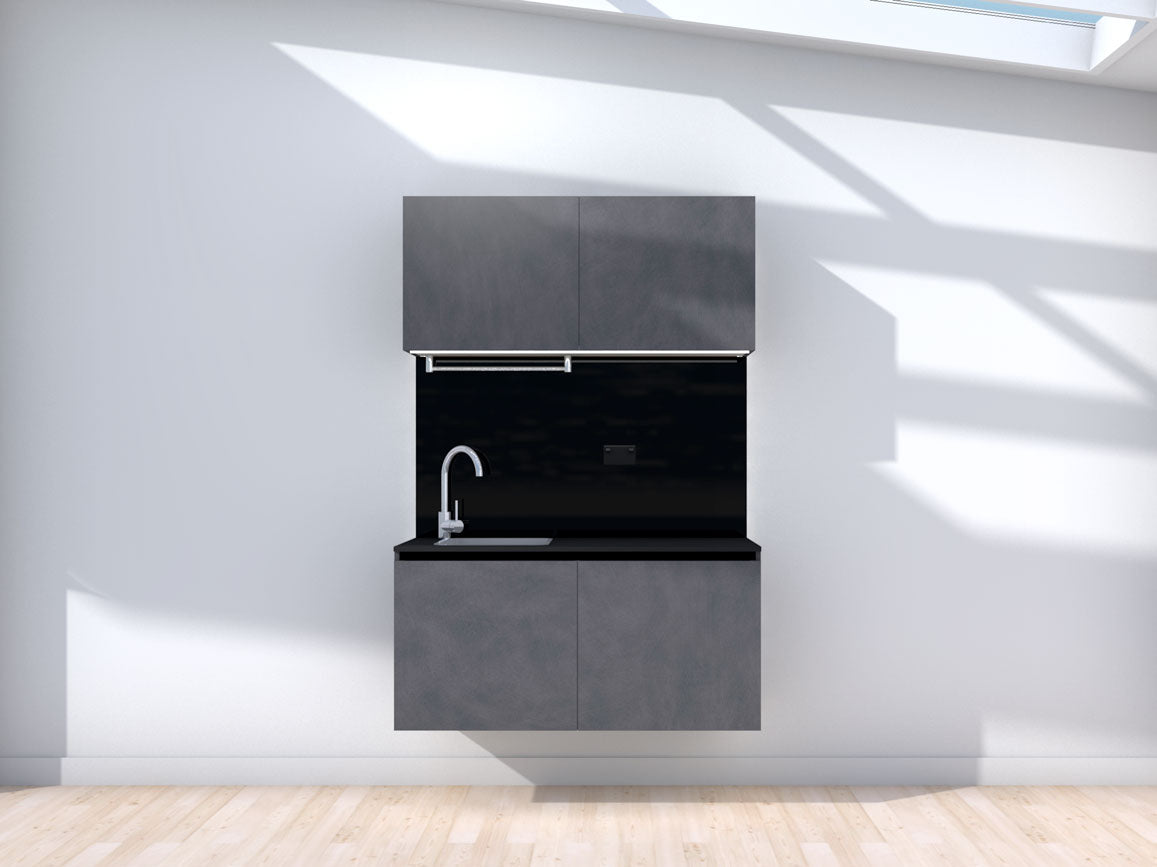 Zero-G - Floating prefabricated kitchenette - slate and black - no appliances