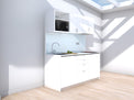 Amsterdam - 1.8m Regular Wall Unit Kitchenette. Displayed with 'White' Cabinetry, 'White' Benchtop,  and 'Sheer Bliss White' Splashback